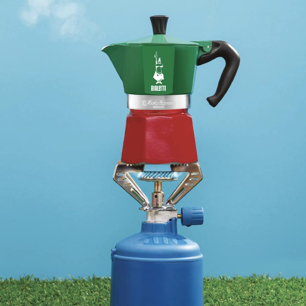Bialetti Moka Express 6-Cup Aluminum Stovetop Espresso Maker, Tricolore - Available at All In One Marketplace Canada
