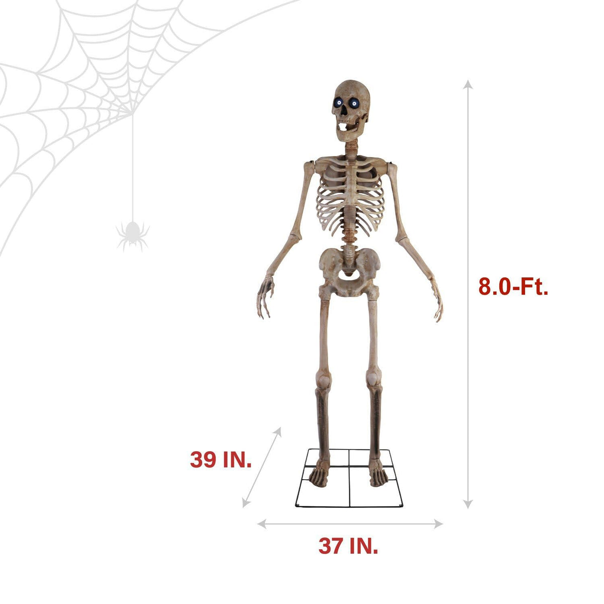 Haunted Hill Farm, squelette géant Bones McNeely de 2,4 mètres par SVI, accessoire animatronique effrayant activé par le mouvement avec effets sonores pour décoration d'Halloween en intérieur ou en extérieur abrité