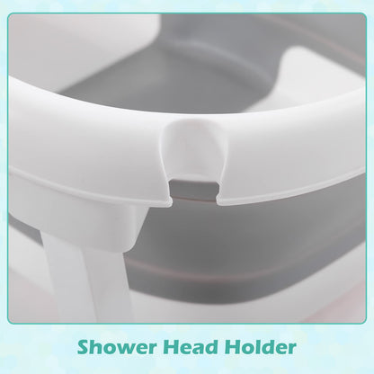 Baby BathTub, 4-in-1 Newborn to Toddler Tub with Temperature Sensor,Infant Waterproof Ear Cap and Soft Cushion included,Grey