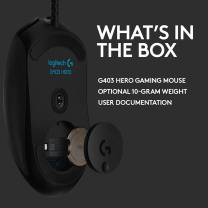 Logitech G403 Hero RGB Gaming Mouse - Black