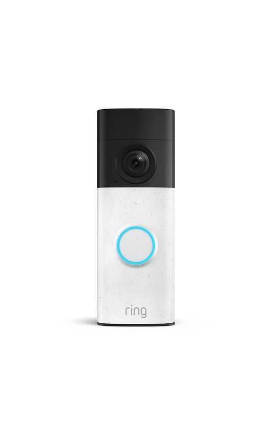 Ring Battery Doorbell (newest model) — Retinal 2K with wide-angle video, up to 6x Enhanced Zoom, Two-Way Talk, and Built-In Battery, Speckled White