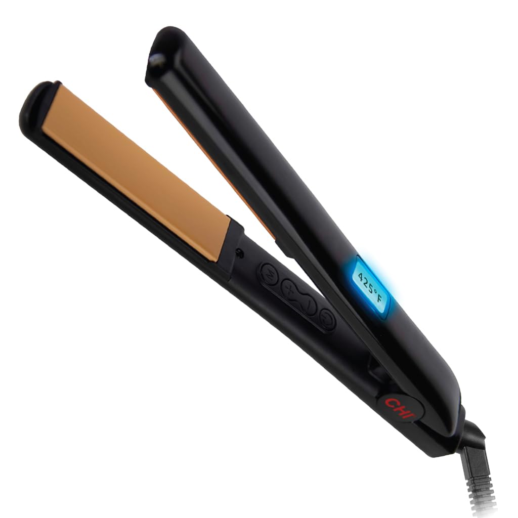 CHI Original Digital Ceramic Hairstyling Iron, Hair Straightener Delivers Shiny, Smooth Results, Even Heat for Less Damage, 1" Iron, Piano Black CHI