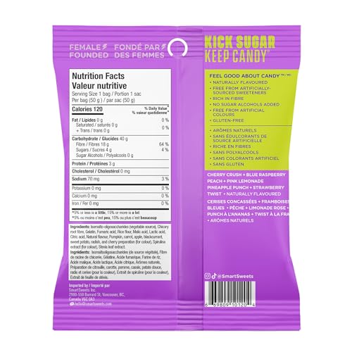 SmartSweets Sour Gummy Worms 50g (Pack of 14) – Low Sugar, Low Calorie, Gluten-Free Candy