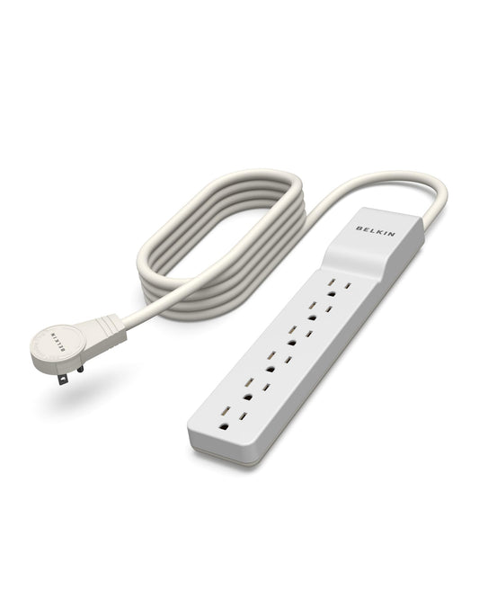 Belkin 6-Outlet Power Strip Surge Protector w/ Flat Rotating Plug, 8ft Cord – Ideal for Personal Electronics, Small Appliances and More (720 Joules)