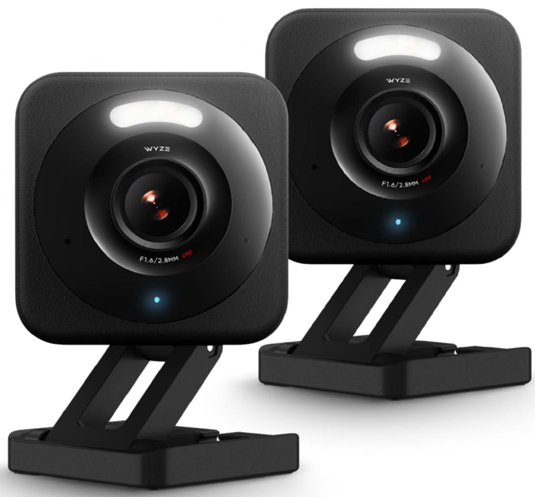 WYZE Cam v4 (Latest Model), 2.5K AI Security Camera, Indoor/Outdoor Cameras for Home Security, Vibrant Color Night Vision, No Subscription Required, Free Expert Help, Black, 2 Pack