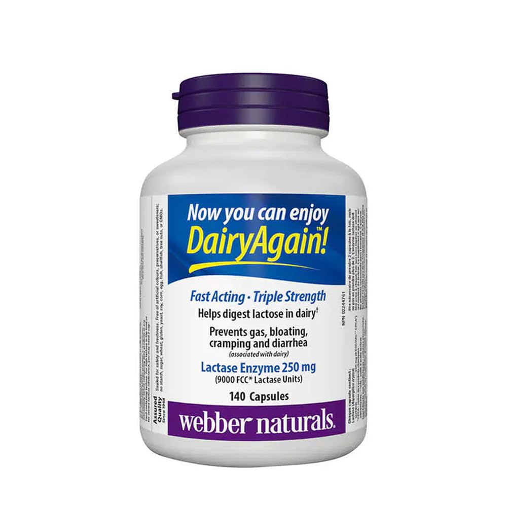 webber naturals Lactase Enzyme 140 Capsules - Available at All In One Marketplace Canada