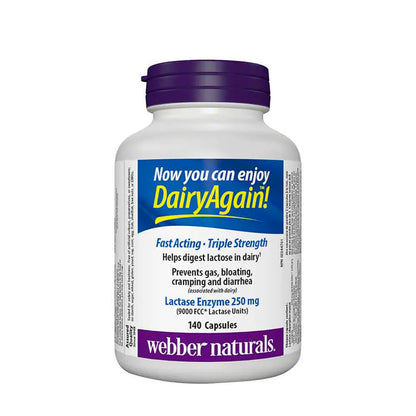 webber naturals Lactase Enzyme 140 Capsules - Available at All In One Marketplace Canada