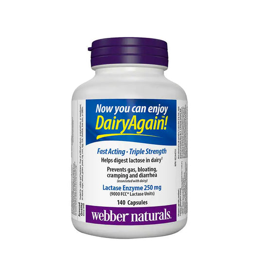 webber naturals Lactase Enzyme 140 Capsules - Available at All In One Marketplace Canada