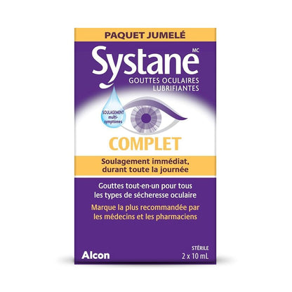 Systane Complete Lubricant Eye Drops for dry eyes, All-In-One Drops, Multi-Symptom Relief, Dry Eye Relief from Extended Screen Time - 2 x 10mL