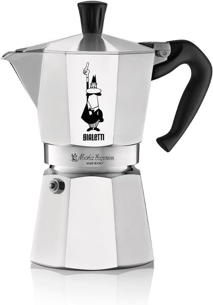 BIALETTI Moka Express 6-Cup Aluminum Stovetop Espresso Maker, Silver - Available at All In One Marketplace Canada
