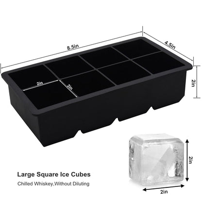 Bangp Large Ice Cube Tray for Whiskey,2 Pack Stackable Big Ice Cube Molds Make 16 Big Whiskey Ice Cubes,Easy Release Square Ice Cube Maker for Cocktails,Whiskey,Soups and Frozen Treats - Available at All In One Marketplace Canada