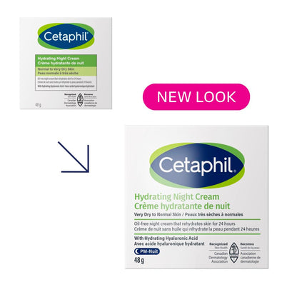 Cetaphil Hydrating Night Cream, Anti-Aging Face Moisturizer with Hyaluronic Acid & Olive Oil, Pro-Vitamin A, C & E, 24Hr Intense Hydration, Dermatologist Tested, 48g