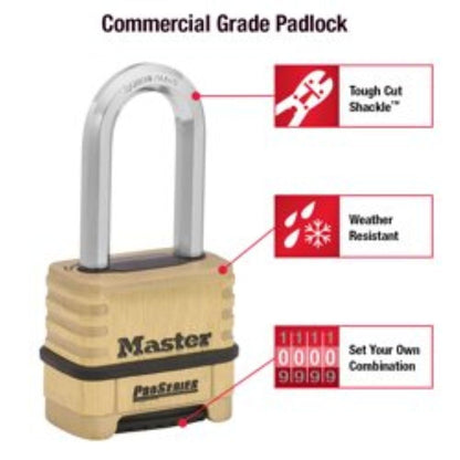 Master Lock ProSeries Set Your Own Combination Lock, 2-1/4" Wide, Brass, 1175LHSS Master Lock