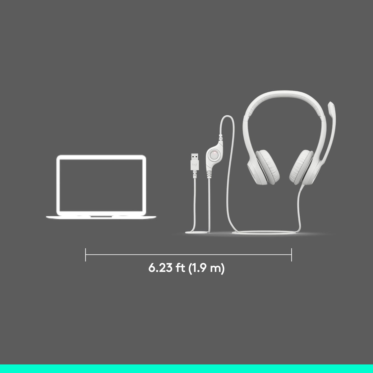 Logitech H390 Wired Headset PC/Laptop Stereo Headphones, USB-A, Off-White