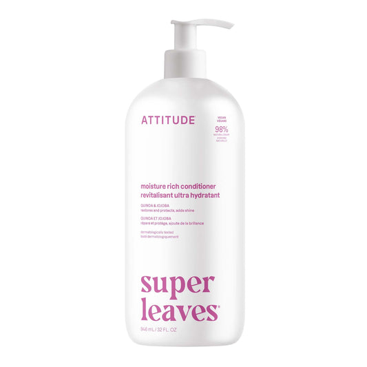 ATTITUDE Moisture Rich Hair Conditioner, Made in Canada, For Dry and Damaged Hair, Naturally Derived Ingredients, Vegan Detangler, Dermatologiocally Tested, Quinoa and Jojoba, 946 mL