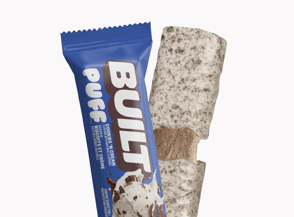 BUILT Puff Protein Bars, Cookies 'N Cream, 17g Protein - 12 Count 🍁 All In One Marketplace Canada