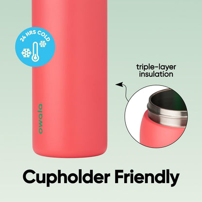 Bouteille d'eau isolée en acier inoxydable Owala FreeSip avec paille pour le sport, les voyages et l'école, sans BPA, 946 ml, Strawberry Field
