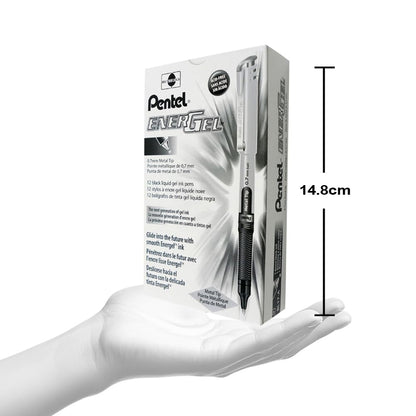 Pentel EnerGel Gel Pen with Cap 0.7mm, Black Ink, 12PK Pentel