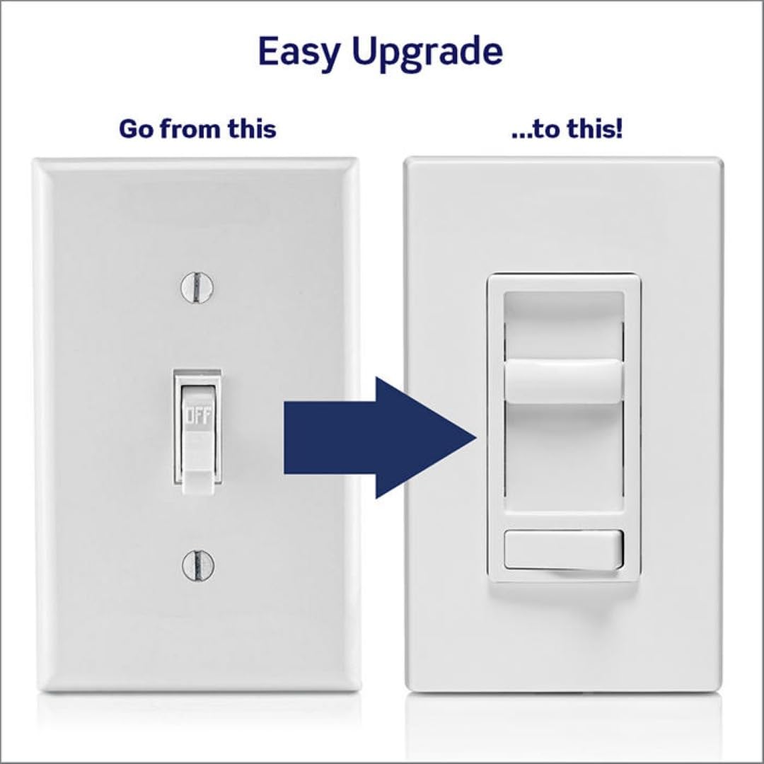 Leviton 2-Pack SureSlide Dimmer Switch for Dimmable LED, Halogen and Incandescent Bulbs, 6674-2PK, White - Available at All In One Marketplace Canada