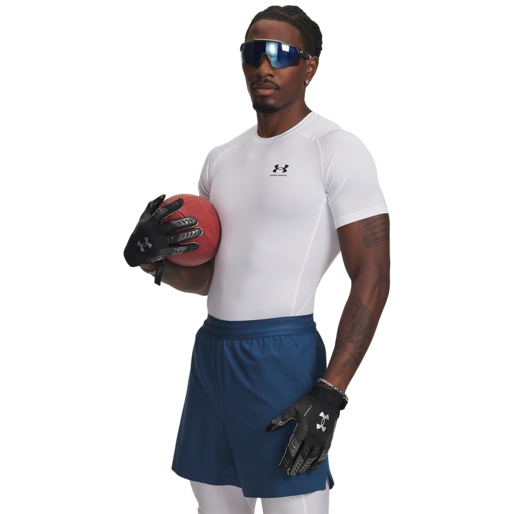 Under Armour Mens Armour HeatGear Compression Short-Sleeve T-Shirt, White (100)/Black, Small Under Armour