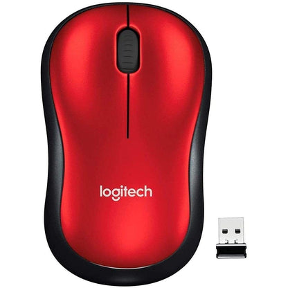 Logitech M185 Compact Ambidextrous Wireless Mouse with Rubber Grips - Red