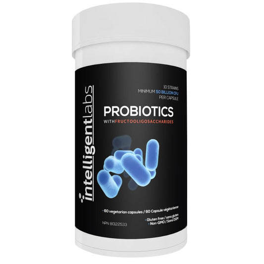 Intelligent Labs 50 Billion CFU Probiotic with Prebiotics - Advanced Gut Health & Immune Support - Acid Resistant, Overfilled for Max Potency - No Refrigeration Needed - 60 Capsules (60-Day Supply) - Available at All In One Marketplace Canada