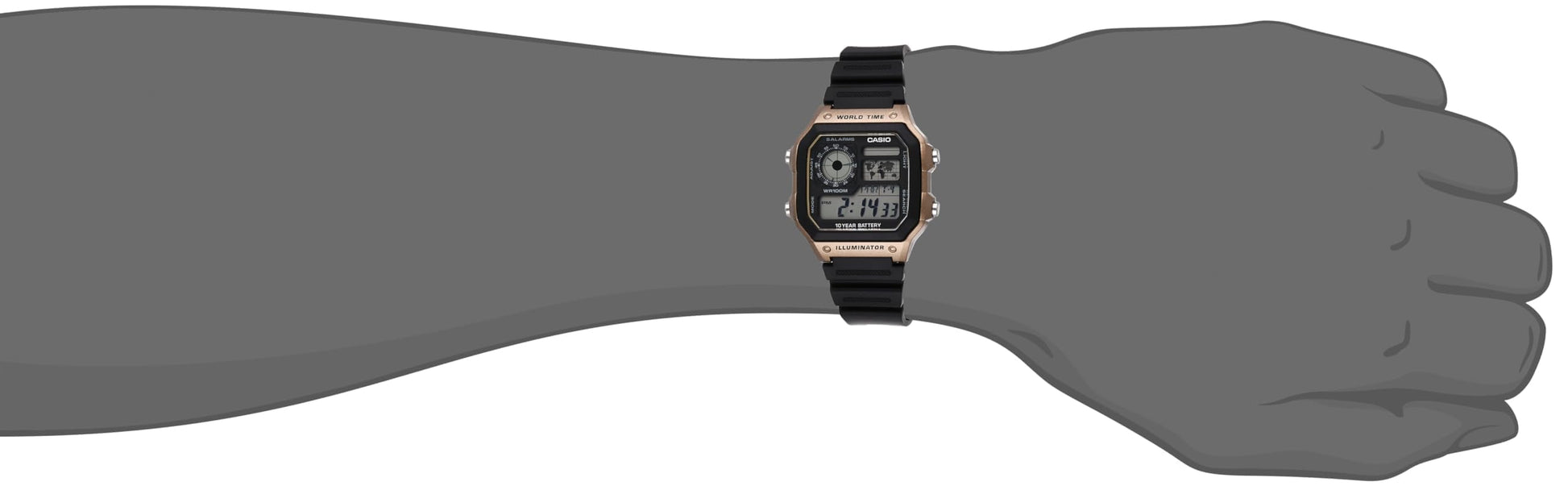 Casio Men's 10-Year Battery Japanese Quartz Watch with Resin Strap, Black, 21 (Model: AE-1200WH-5AVCF) Casio