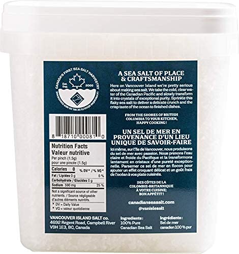 Vancouver Island Sea Salt - 1kg Large Flake Crystals - Hand-Harvested for Cooking, Baking & Finishing
