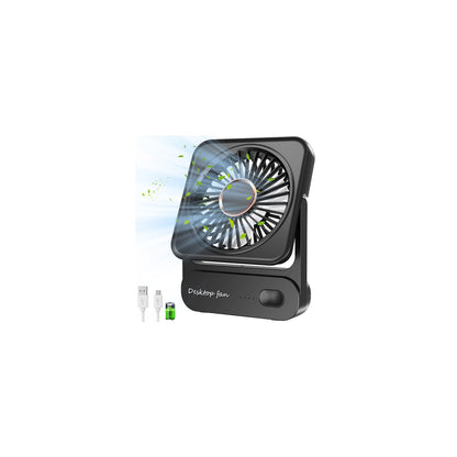 Desk Fan, 4000mAh Table Fan USB Rechargeable, 3 Speed Mini Fans, Quiet & Powerful & Rotatable, Compact & Portable Fan for Home Bedroom Desktop Office Traveling Car Outdoor, Black