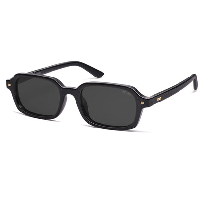 SOJOS Trendy Rectangle Polarized Sunglasses Womens Mens, Small Retro Fashion Thin Slim Square Sunnies SJ2610, Black/Grey