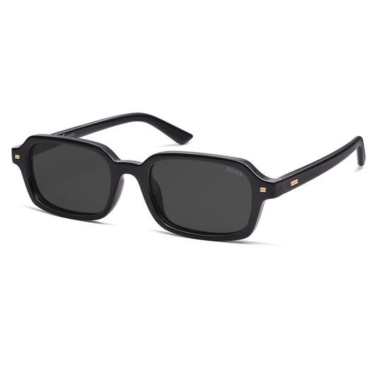 SOJOS Trendy Rectangle Polarized Sunglasses Womens Mens, Small Retro Fashion Thin Slim Square Sunnies SJ2610, Black/Grey