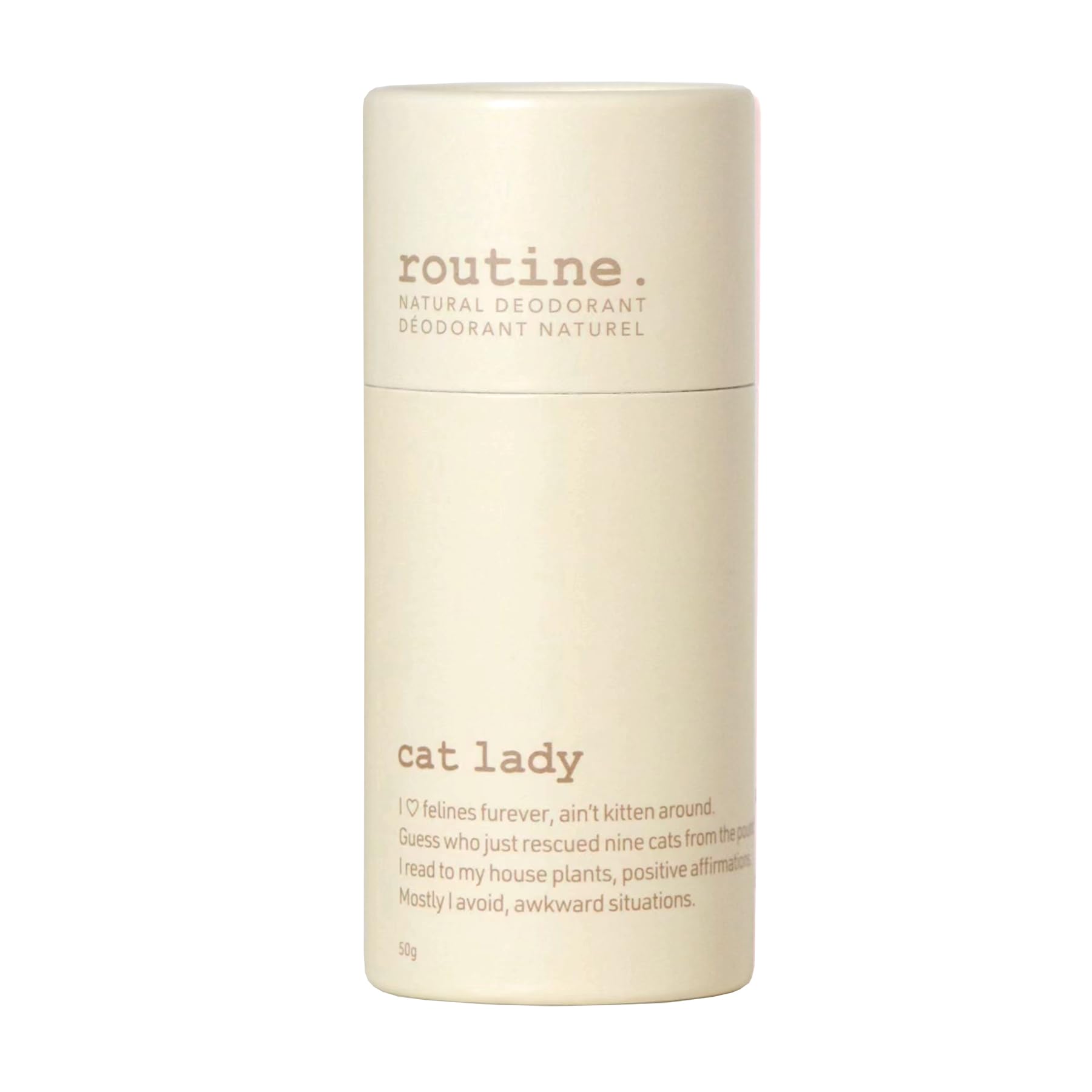 Routine Natural Deodorant|Cat Lady: Coconut, Cocoa, Pineapple & Vanilla|Sensitive Skin Formula, Aluminum Free, Natural Deodorant for Women & Men, Deodorant Stick, 50 grams Routine
