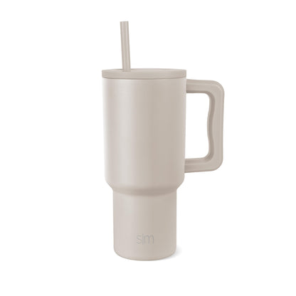 Simple Modern Tumbler with Handle and Straw | 30oz | Beige Simple Modern