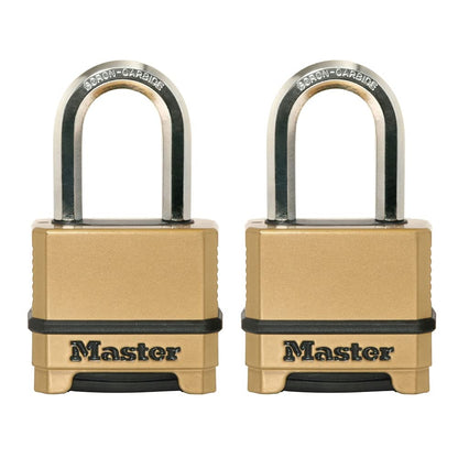 Master Lock Gold Outdoor Combination Lock, Heavy Duty Weather Resistant Padlock, Resettable Combination Lock for Outdoor Use 1.2 x 2 x 3.87 inches, 2 Pack, M175LFEC2 - Available at All In One Marketplace Canada