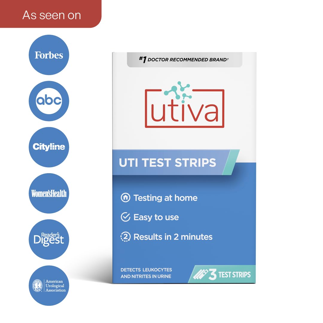 Utiva UTI Test Strips – Home Test Kit for Urinary Tract Infection – Clinically Accurate Results in 2 Minutes – Urine Testing Strips for Women and Men, 3 Individual At Home UTI Tests - Available at All In One Marketplace Canada