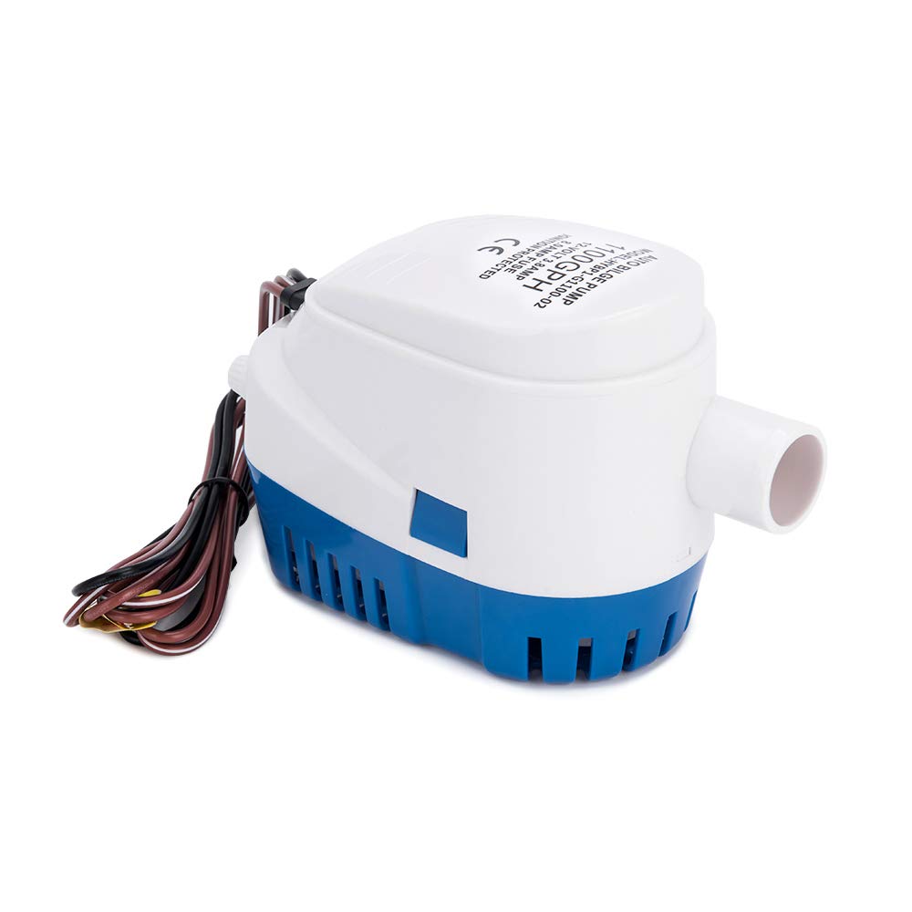 Dontmiss 1100GPH Automatic Submersible Bilge Pump,12V Boat Bilge Pump with Float Switch, High-Flow 3-Blade Impeller, Snap-Off Strainer, 1 1/8'' Outlet - Compact All-in-One for Boats, RV, Ponds & Pools