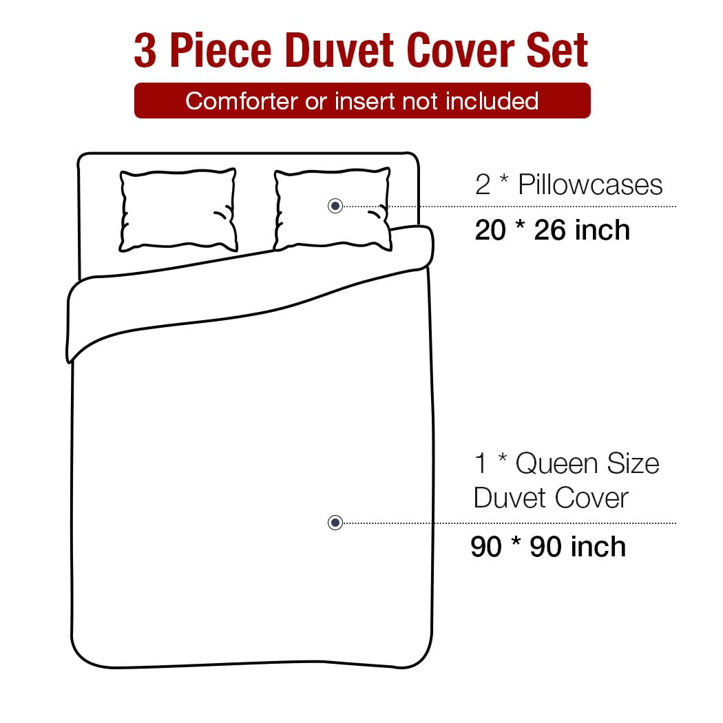 Conworld Christmas Duvet Cover Queen Size Set, Soft Reversible Red Plaid Reindeer Snowflake Printed Holiday Bedding Set with Zipper Closure, Corner Ties, 2 Pillowcases, 1 Duvet Cover 90x90 inches 🍁 All In One Marketplace Canada