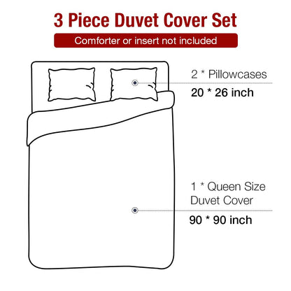 Conworld Christmas Duvet Cover Queen Size Set, Soft Reversible Red Plaid Reindeer Snowflake Printed Holiday Bedding Set with Zipper Closure, Corner Ties, 2 Pillowcases, 1 Duvet Cover 90x90 inches 🍁 All In One Marketplace Canada