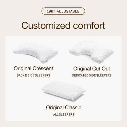 Coop Home Goods Original Adjustable Pillow, Queen Size Bed Pillows for Sleeping, Cross Cut Memory Foam Pillows - Medium Firm Back, Stomach and Side Sleeper Pillow, CertiPUR-US/GREENGUARD Gold - Available at All In One Marketplace Canada