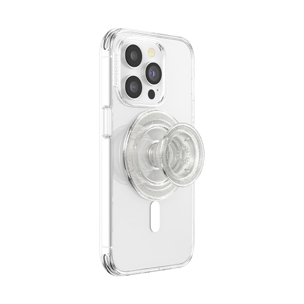 PopSockets Phone Grip for MagSafe, Magnetic Holder- Clear Glitter