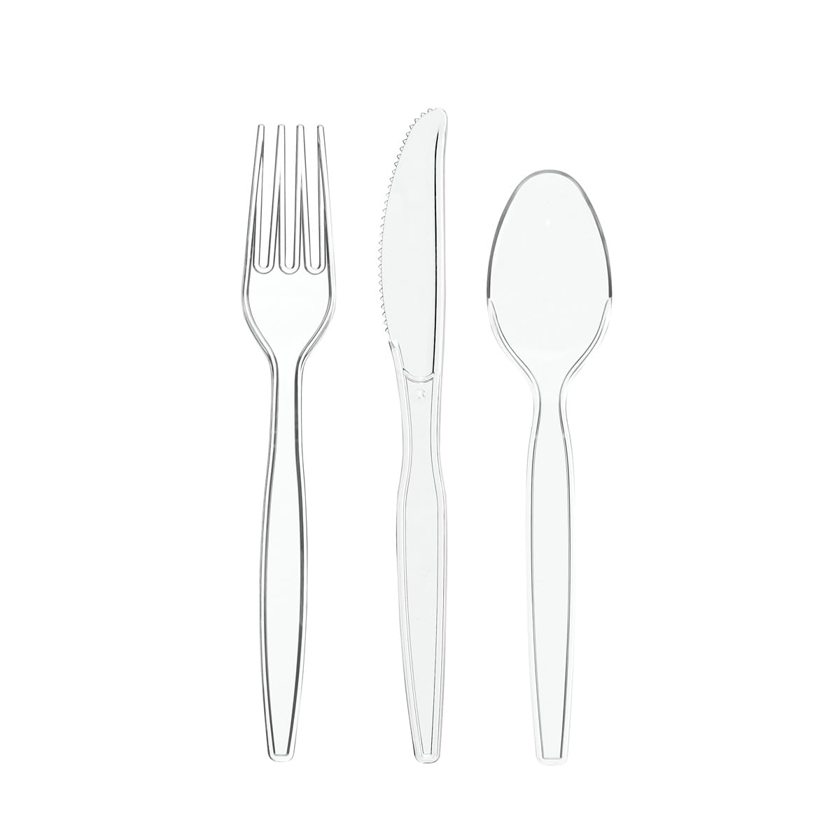 Gusto [360 Combo Pack] Heavy Duty Clear Silverware, Heavyweight Utensils - 180 Forks, 120 Spoons and 60 Knives Cutlery, Reusable, Perfect for Wedding, Parties and Events - Formerly Comfy Package - Available at All In One Marketplace Canada
