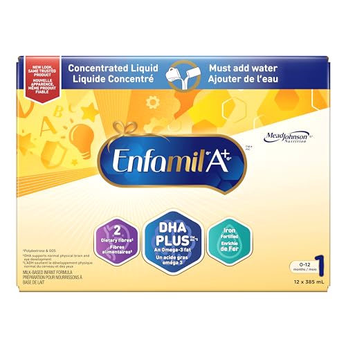Enfamil A+ Infant Formula with DHA, Ready-to-Feed Liquid, 0-12 Months, 385mL (12-Pack)