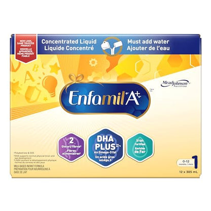 Enfamil A+ Infant Formula with DHA, Ready-to-Feed Liquid, 0-12 Months, 385mL (12-Pack)