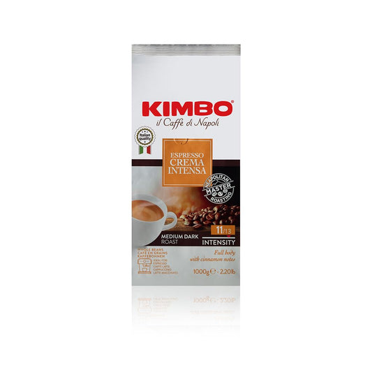 Kimbo Espresso Crema Intensa | Whole Bean Coffee | Medium Dark Roast, Intensity 11/13 | Roasted, Blended and Made in Italy | 1kg / 2.2lb Bag - Available at All In One Marketplace Canada