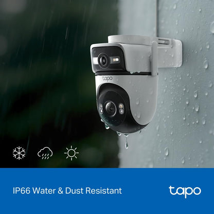Tapo Outdoor Dual-Lens Wi-Fi Security Camera, 2K 3MP Pan/Tilt, AI Detection, 165° Wide-Angle + Telephoto Lens, Night Vision, 2-Way Audio, Ethernet Support, Works with Alexa & Google Home (Tapo C545D)