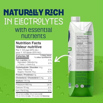 Thirsty Buddha Organic Coconut Water - Electrolyte-Packed Natural Hydration, No Added Sugar, 6-Pack (6 x 1L)