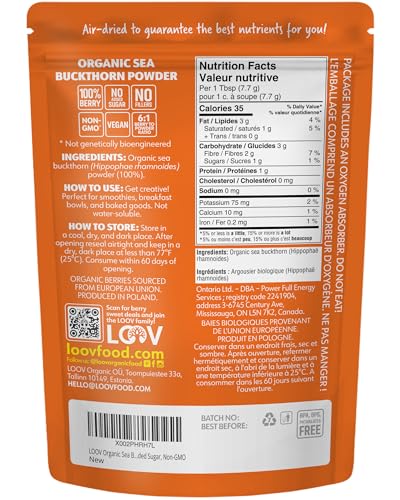 Organic Sea Buckthorn Berry Powder – Nutrient-Dense Whole Berry Blend, 4 Oz, Rich in Omegas & Vitamin C