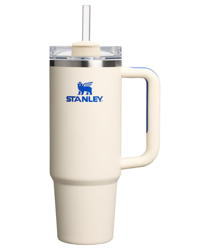 Stanley Quencher H2.0 Tumbler with Handle and Straw 30 oz Flowstate 3-Position Lid Cup Holder Compatible for Travel Insulated Stainless Steel Cup BPA-Free Cream Royal
