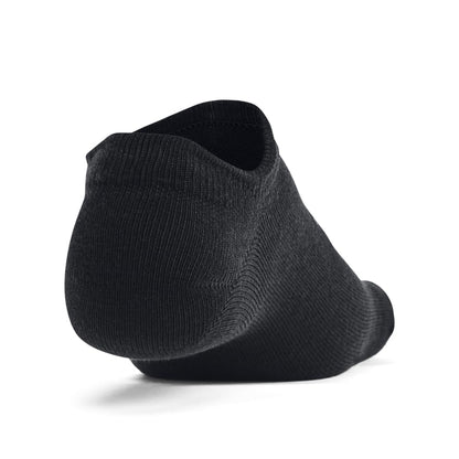 Under Armour Unisex-Adult Essential No Show Socks 6 Pack , (001) Black / Black / Castlerock , Large - Available at All In One Marketplace Canada