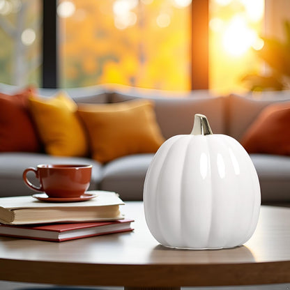 Citrouille en céramique blanche Pearhead, décoration d'automne pour la maison, décoration de fête moderne, décorations d'Halloween tendance, blanc, petit